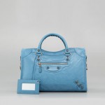 Blue Balenciaga bag.